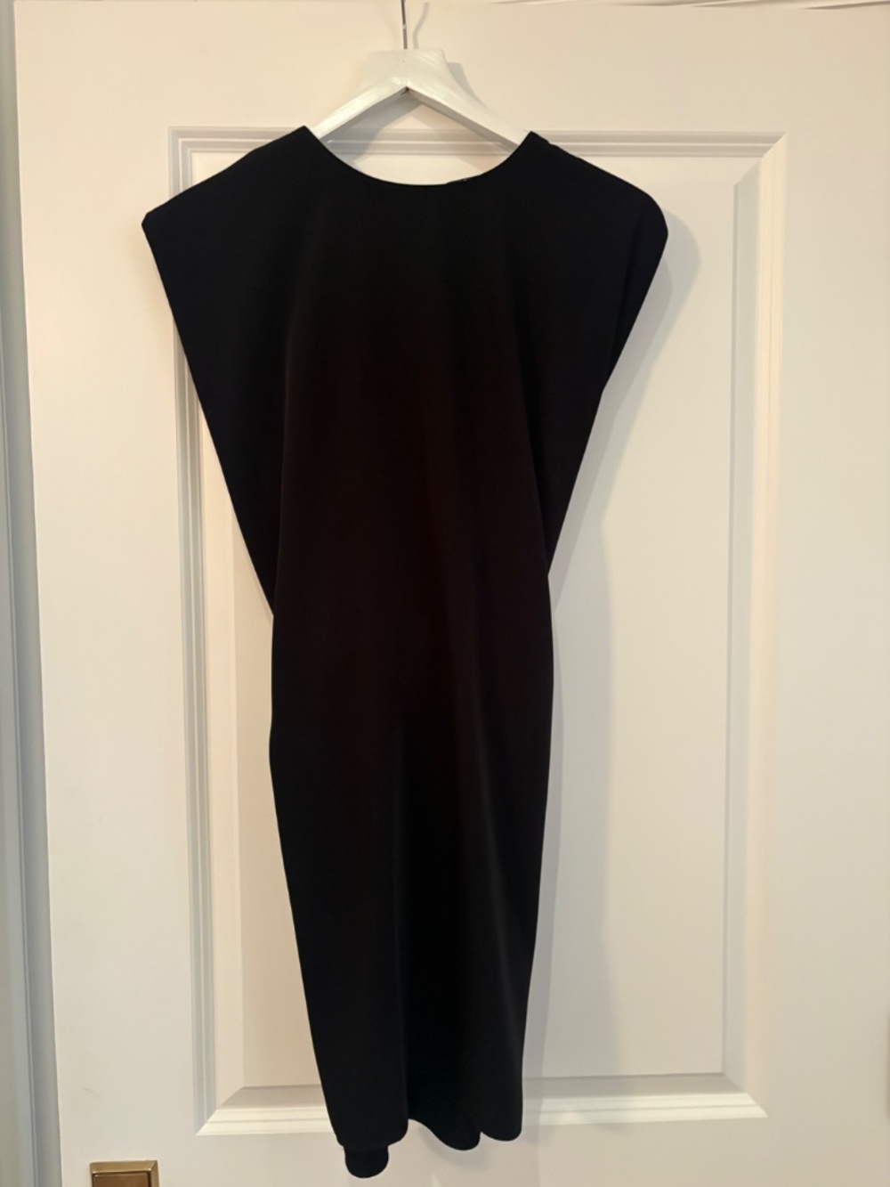 Black Shoulder Pad Tie Waist Mini Dress